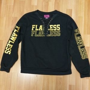 Dazl Black/Gold Letter Tie Sweatshirt, Sz 2X